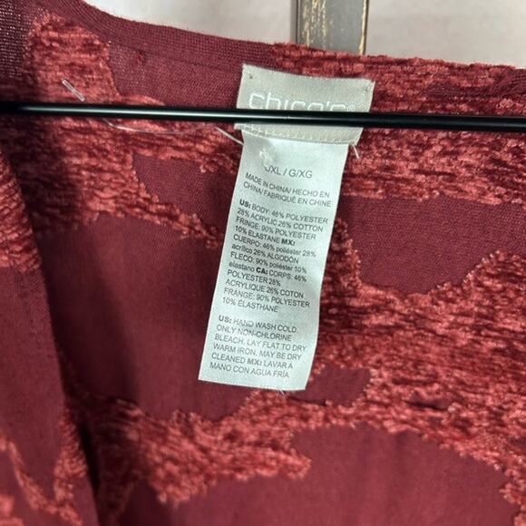 CHICO'S chenille tapestry kimono top size L XL boho fall fringe festival hippie - Picture 4 of 5